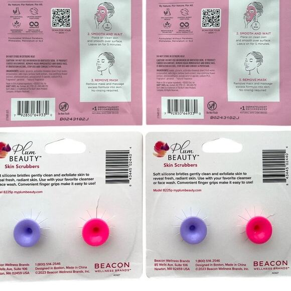 Lot 6 BURTS'S BEES Sheet Masks + Plum Beauty Skin Scrubers - Picture 4 of 4